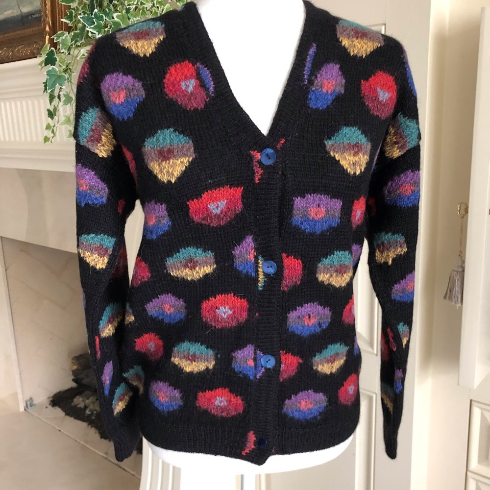 Peruvian Connection Handmade 100% Alpaca Cardigan Kaffe Fassett Persian Poppies